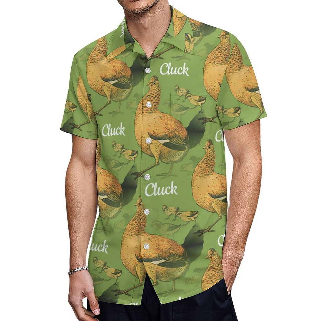 Vintage Hen And Chicks Chicken Cluck Hawaiian Shirt Mens Button Down Plus Size Tropical Hawaii Beach Shirts
