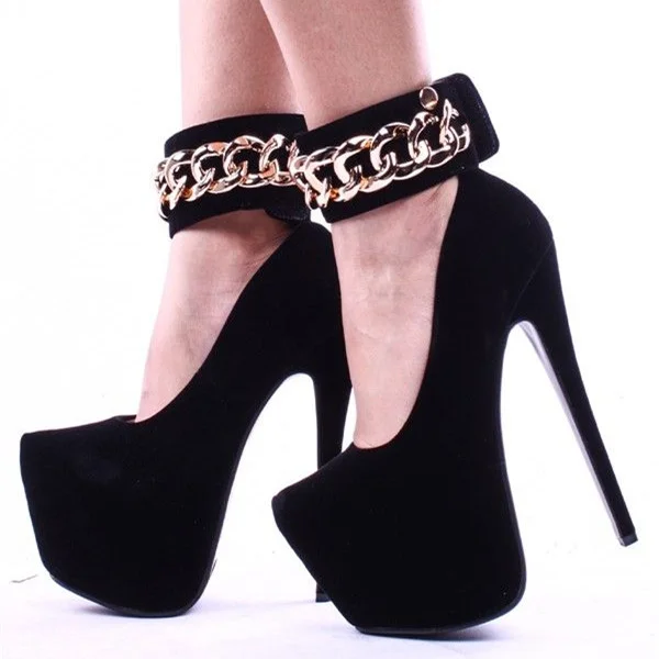 Black Suede Gold Straps Sexy High Heels Stiletto Sandals Shoes