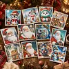 12Pcs Diamond Painting Snowman Greeting Card Set with Envelope