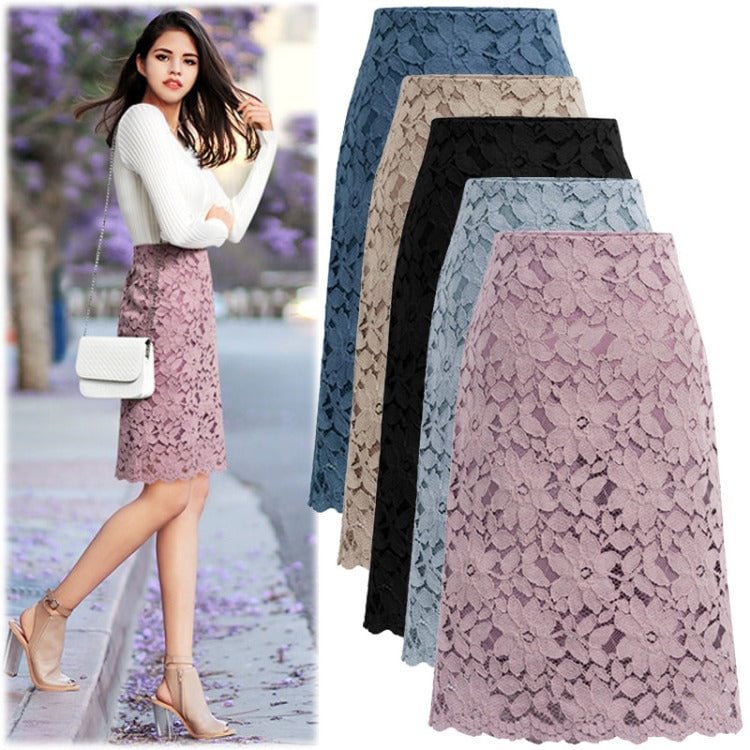 Women's Lace A- Line Dress Hip Skirt
