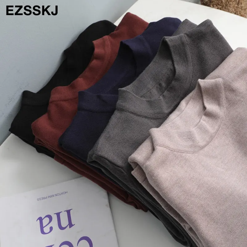 straight autumn winter long sweater dress women split side long o-neck maix sweater dress female basic dress