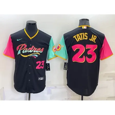 Men's San Diego Padres #23 Fernando Tatis Jr. 2022 Black City Connect Cool Base Stitched Jersey 1ZOL