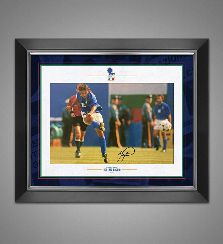 Roberto Baggio Signed & Framed 12X8 Photo Poster painting Italia Genuine Autograph AFTAL COA