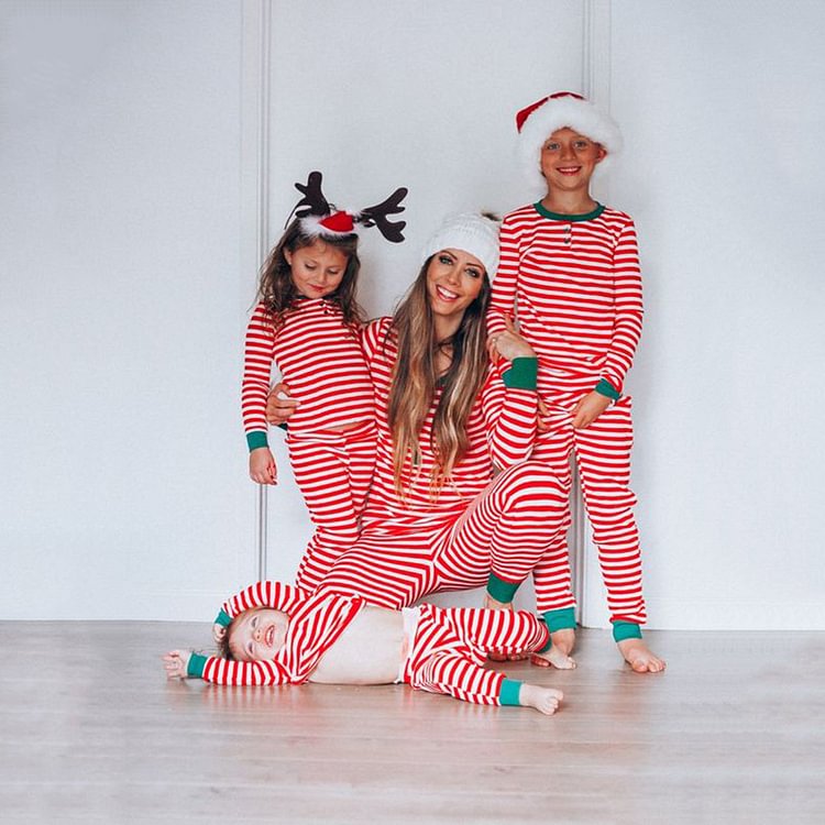 Christmas Stripe Print Home Parent-child Set-luchamp:luchamp