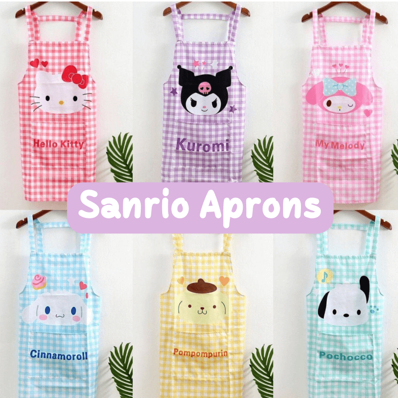 Sanrio Characters My Melody Kuromi Cinnamoroll Pochacco Drop Waist Apron Adult Rare Plaids A Cute Shop - Inspired by You For The Cute Soul 