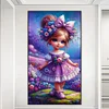Fleur violette fille-ronde drill diamond painting-40 * 70cm (grande taille)