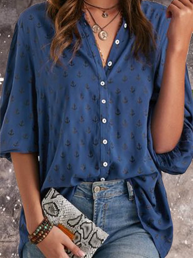 Printed Casual Shirt Long Sleeve Shirts & Tops Zaesvini