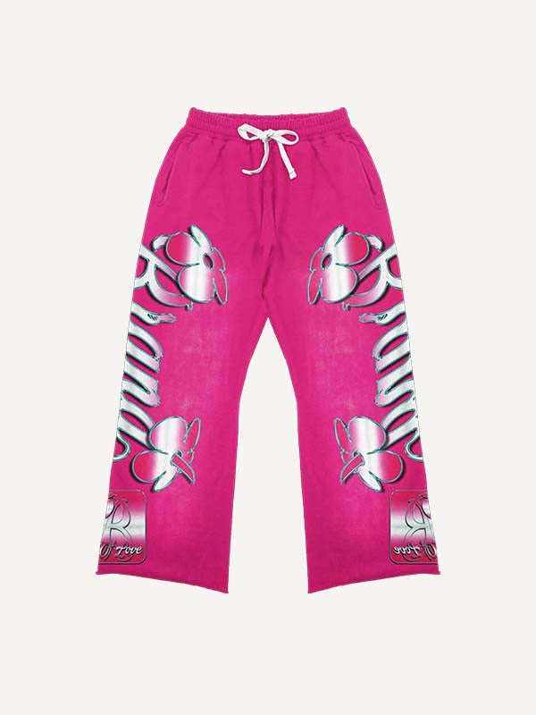 Letter&Graphic Print Print Elastic Waist Pants