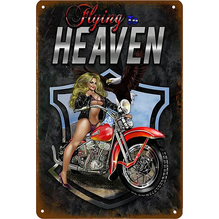 Beauty Motorcycle - Flying To Heaven Vintage Tin Signs/Wooden Signs - 7.9x11.8in & 11.8x15.7in