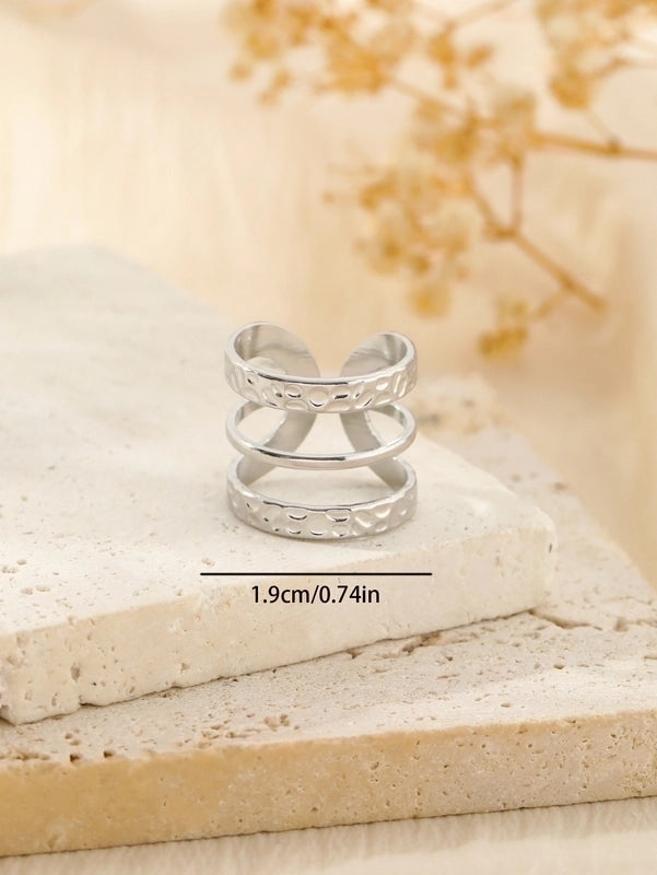 304 Stainless Steel 18K Gold Plated Classical Classic Style Plating Hollow Out Star Moon Heart Shape Open Rings