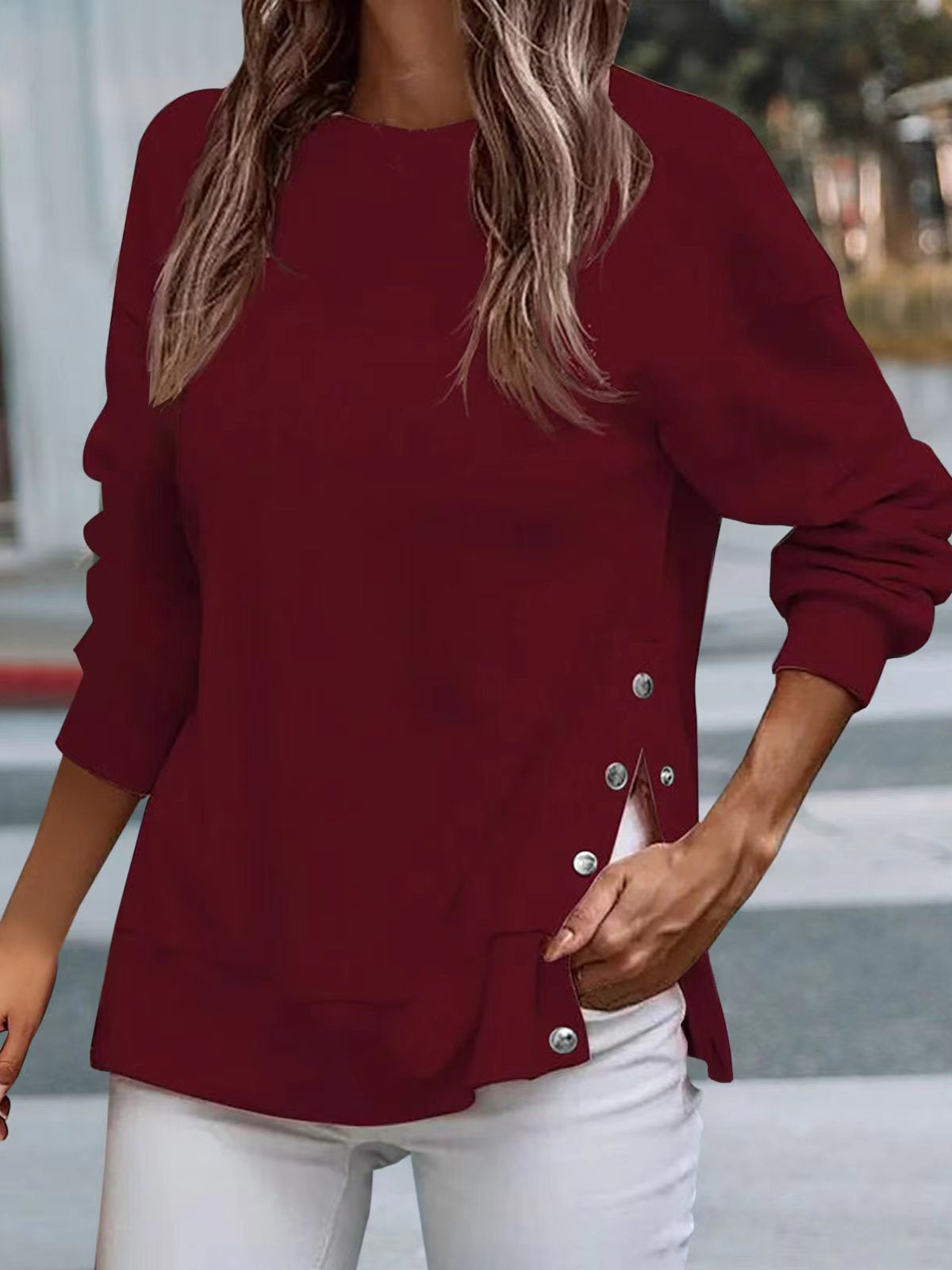 Women Long Sleeve V-neck Graphic Floral Printed Top