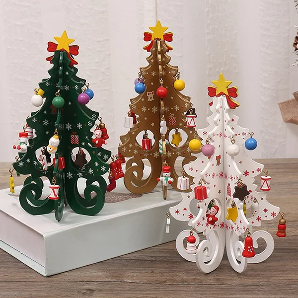 Christmas Tree Children Handmade Diy Stereo Wooden Christmas Tree Scene Layout Christmas Decoration Ornaments