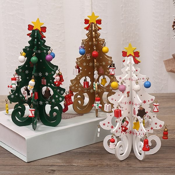Christmas Tree Children Handmade DIY Stereo Wooden Christmas Tree Scene Layout Christmas Decoration Ornaments - Shop Trendy Women's Fashion | TeeYours