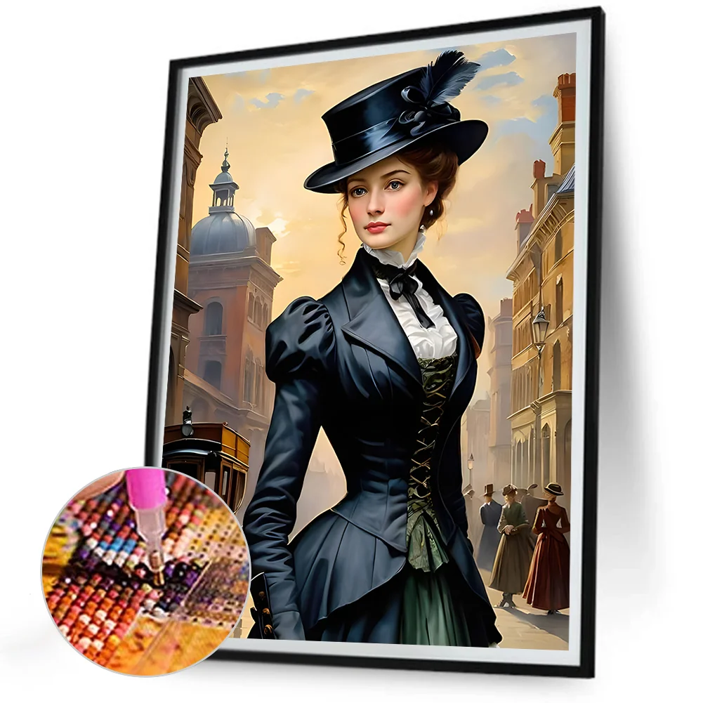 Diamond Painting - Full Round Drill - Elegant Lady(Canvas|30*40cm)