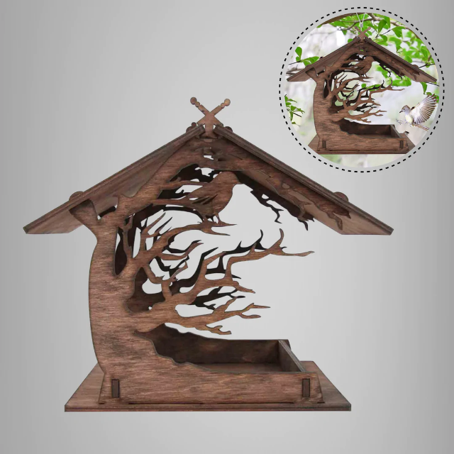 Wooden Bird Feeder House for Garden Yard