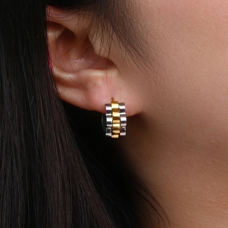 Hip-Hop Geometric Plating 304 Stainless Steel No Inlaid 18K Gold Plated Earrings