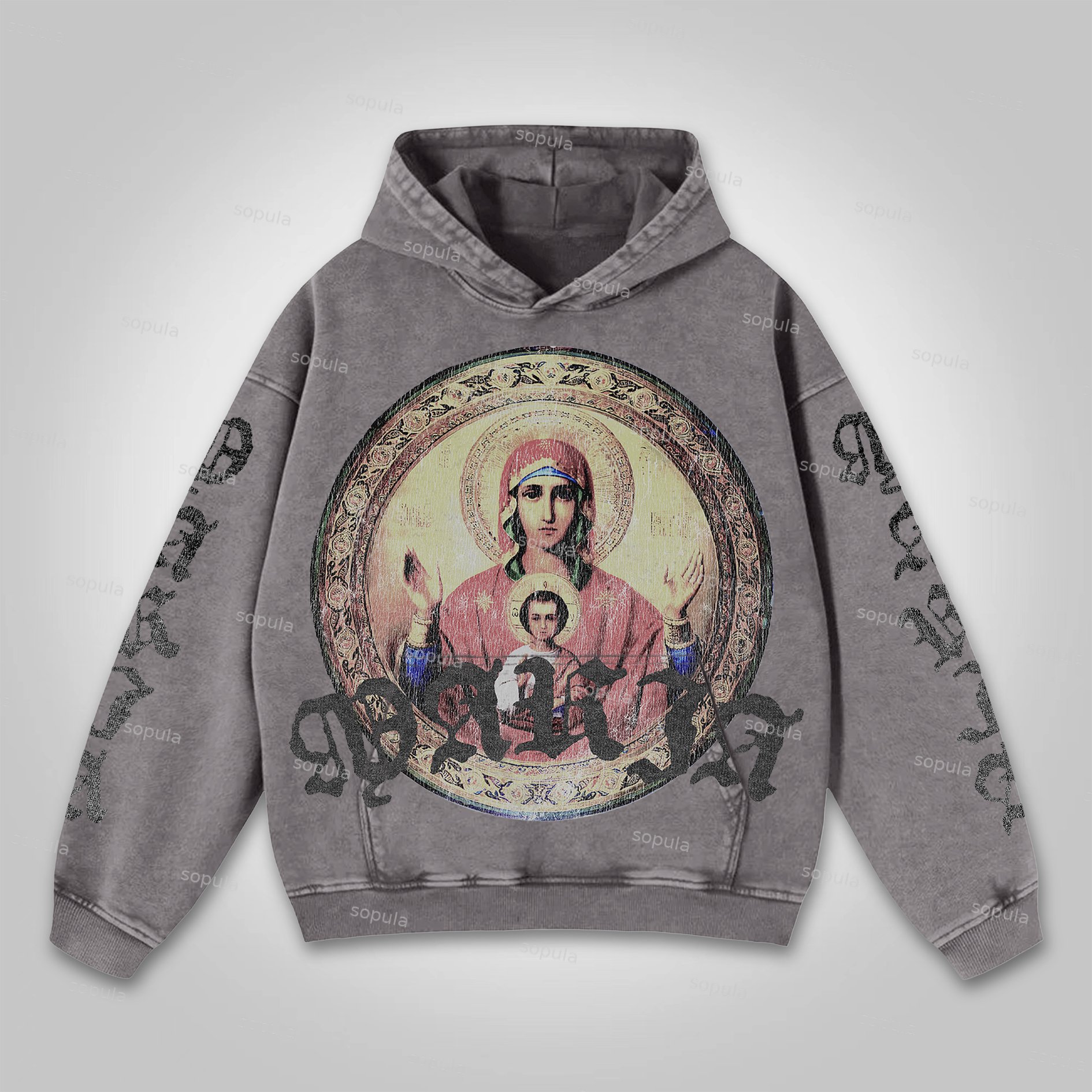 Sopula Vintage Maria Icon Graphic Washed Hoodie - SOPULA