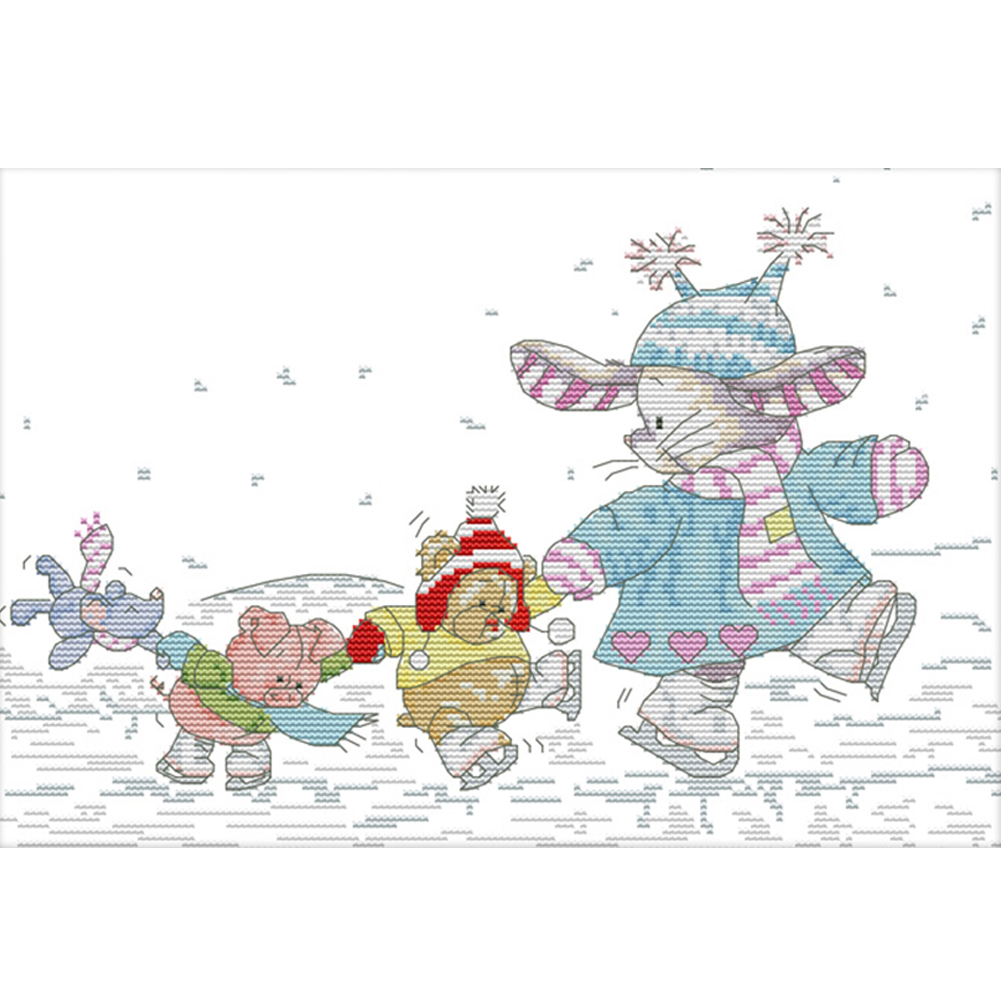 

Rabbit - 14CT Stamped Cross Stitch - 37*28CM, 501 Original