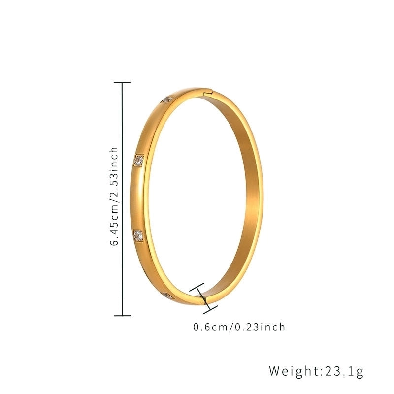 Elegant Minimalist Eye Solid Color 304 Stainless Steel Gold Plated Zircon Bangle In Bulk