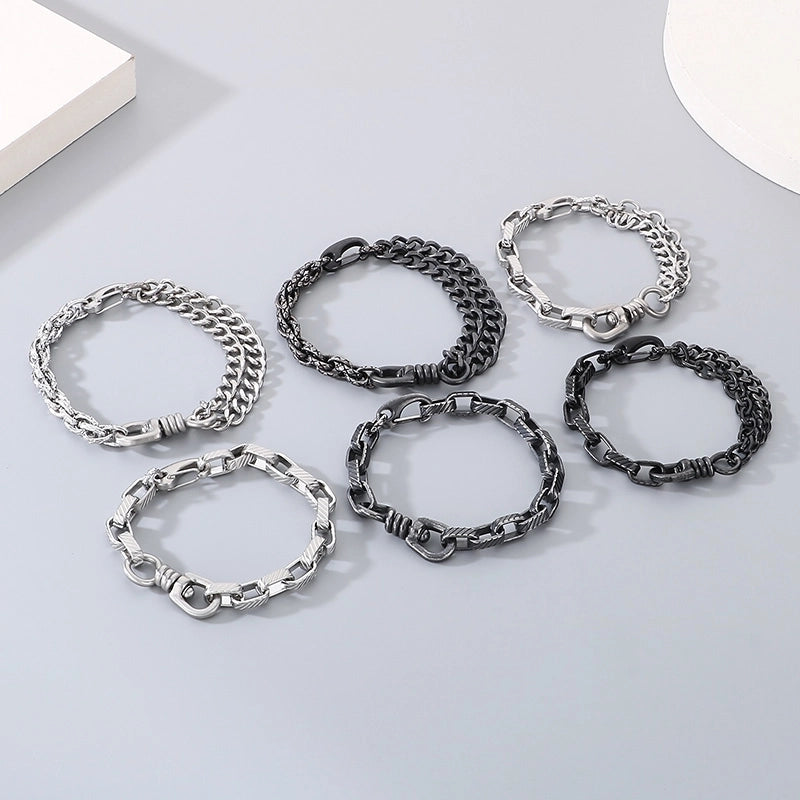 Minimalist Geometric 304 Stainless Steel Cuban Link Chain Curb Chain Bracelets In Bulk