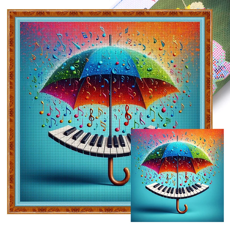 Piano Umbrella (45*45cm) 11CT Stamped Cross Stitch gbfke