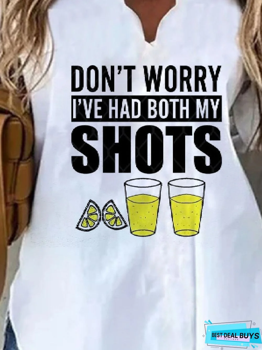 Casual Letter Printed V Neck Tunic Blouse