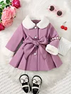 Kid Baby Girl Winter Fleece Coat Solid Bow Coats