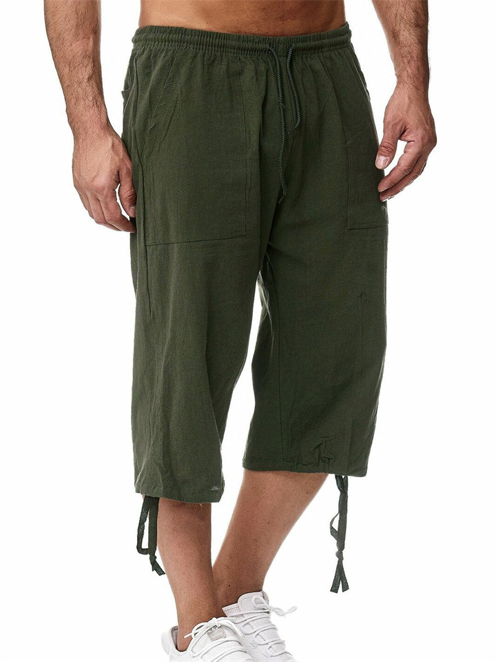 Men's Casual Cotton and Linen Sweatpants Summer Linen Seven-minute Casual Pants Cotton Pants