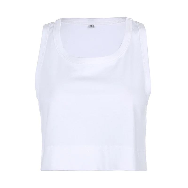 Ueong A New Casual, Loose, Navel-Exposed Solid-Color I-Vest For Women In Summer.