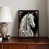 Horse Premium 5D Diamond Painting Kit Black & White Pearls painting Sparkling Special Shaped Diamond painting