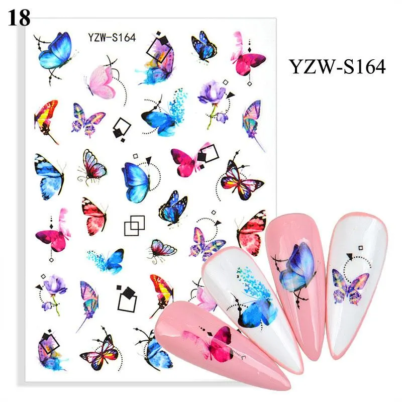 1 Sheet Human Face Nail Stickers And Decals 2021 Nail Art Decorations Set Geometric Pattern Dried Flowers Sliders For Nails Art-Nail Inspo