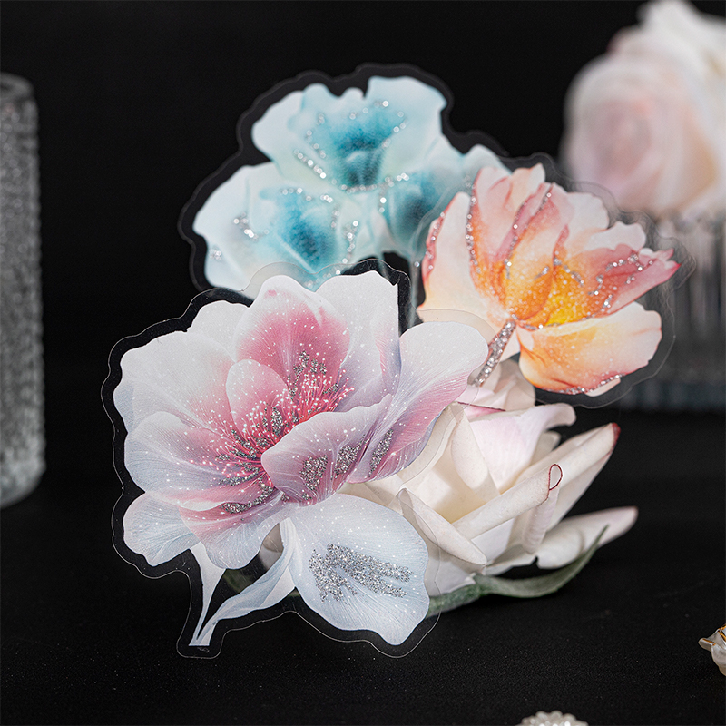 PET 스티커 - 흐르는 빛 꽃방 시리즈 브론징 플로럴