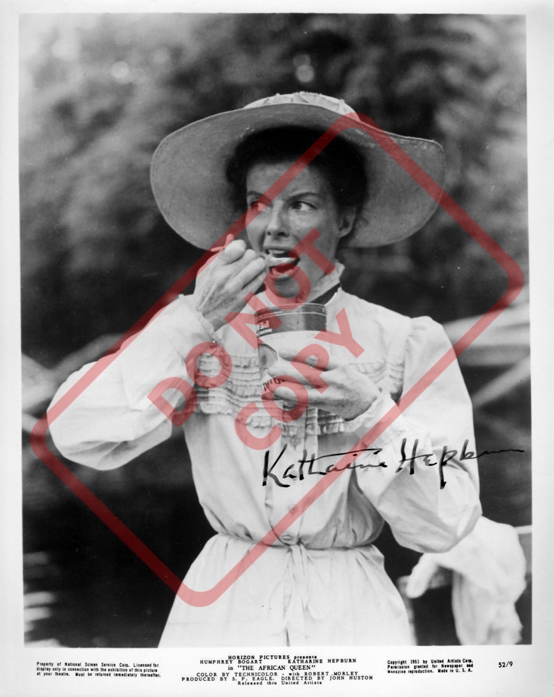 Katharine Hepburn The African Queen -1951Vintage 8.5x11 Autographed Signed Reprint Photo Poster painting