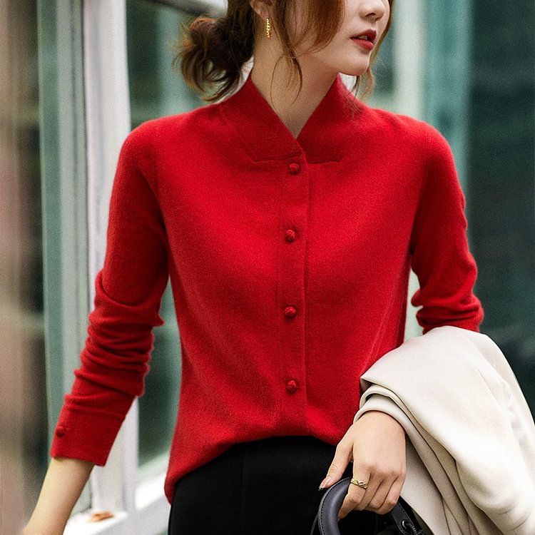 Red Plain Vintage Sweater