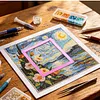 2Pcs Diamond Art Square Auxiliary Frame 3D Printing Diamond Art Desk Positioning Frame Lightweight for Boys Girls Adults Students Home Office Leisure (Sakura Pink Large)
