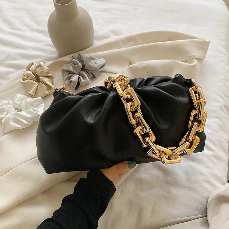 Solid Color Pleated Tote bag 2020 Fashion New High-quality Soft Leather Women's Designer Handbag Travel Shoulder Bags Armpit bag