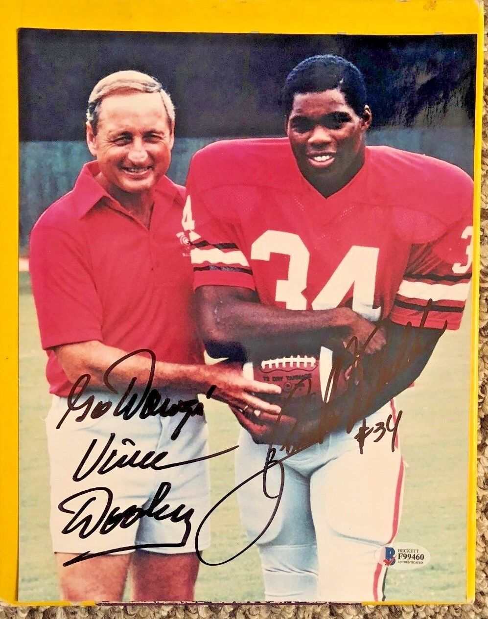 HERSCHEL WALKER-VINCE DOOLEY SIGNED 8X10 GEORGIA BULLDOGS Photo Poster painting BECKETT CERT