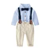 Kid Baby Boys Gentleman Baptism Bowtie Suspender Outfits 2 Pcs