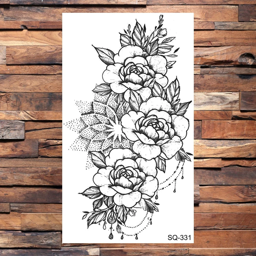 Small Butterfly Temporary Tattoos For Women Girls Realistic Skull Rose Flower Snake Feather Fake Tattoo Sticker Back Arm Tatoos