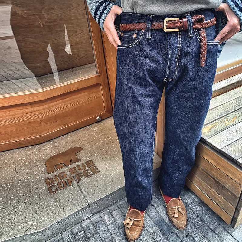Vintage Indigo Dye Straight-Leg Jeans