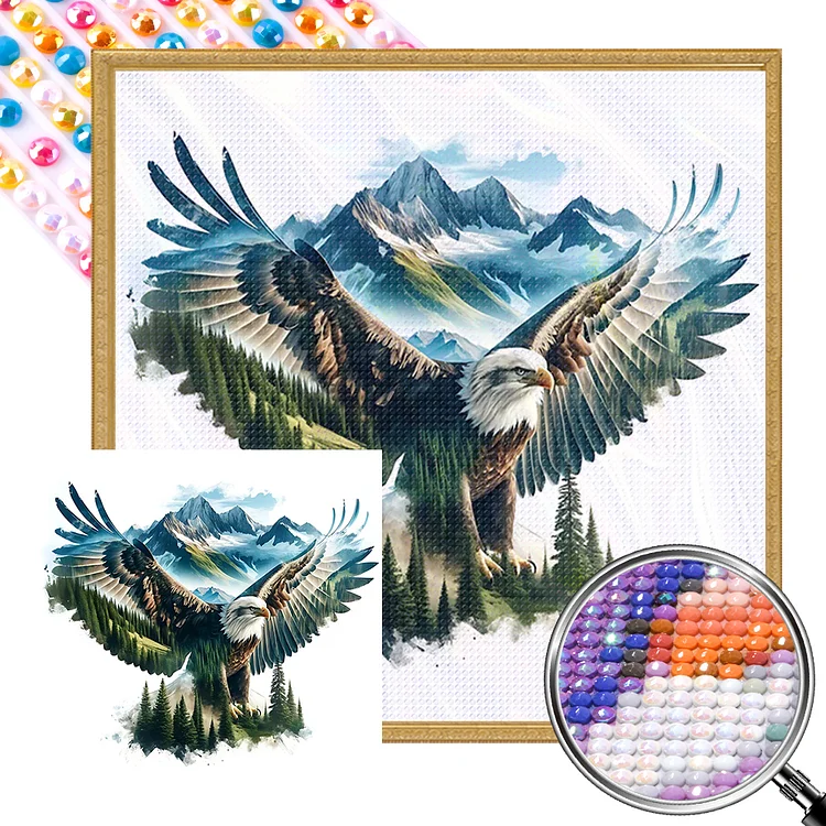 Eagle Silhouette - Full Round(Partial AB Drill) - Diamond Painting(45*45cm)