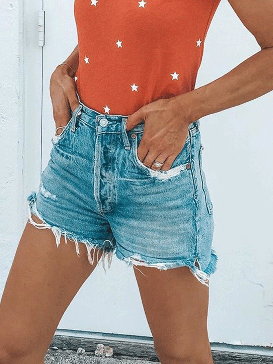 Button Tassel Short Jeans