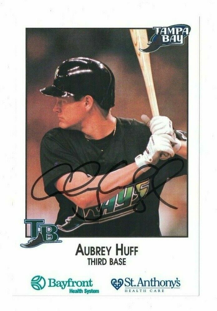 Aubrey Huff Tampa Bay Rays Signed Team Issue Photo Poster painting W/Our COA