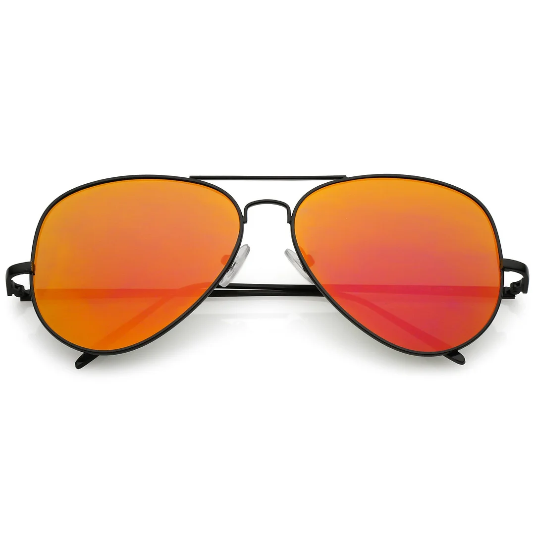 Classic Metal Aviator glasses Double Nose Bridge Color Mirror Flat Lens 59mm