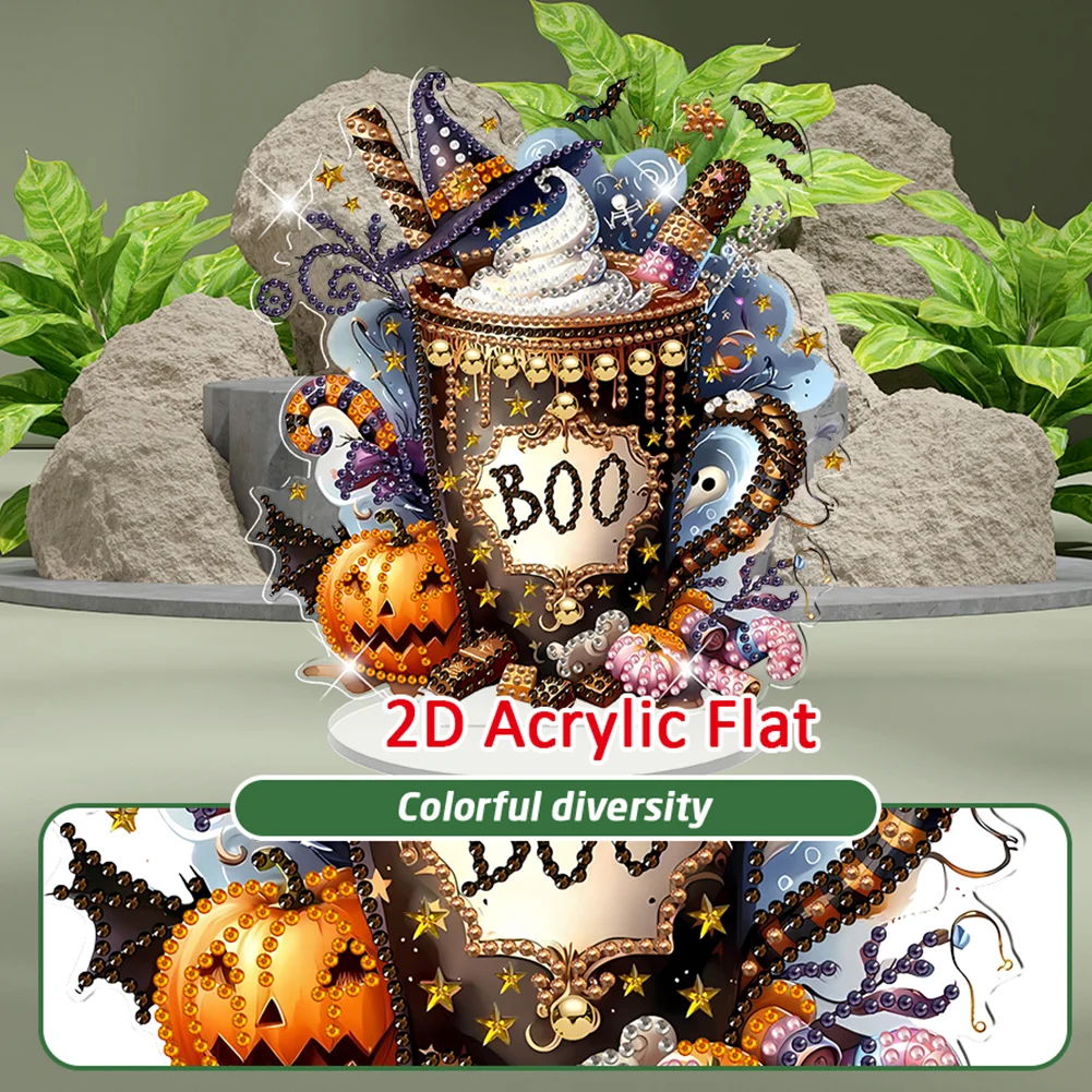 2D Flat Halloween DIY Diamond Painting Desktop Ornaments Kit for Decor (Dessert)