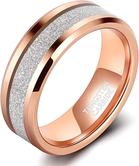 8mm Multiple Colors Sandstone Inlay Tungsten Carbide Men's Wedding Bands