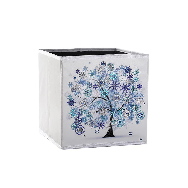 DIY Special Shaped Diamond Painting Art Blue Tree Cloth Home Storage Box