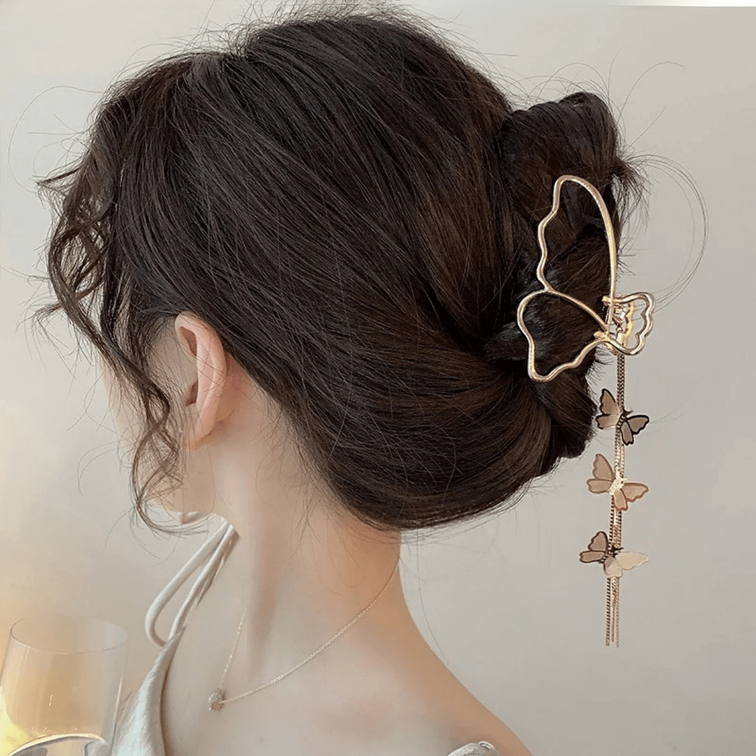 Butterfly Chain Tassel Chignon Clip Hair Claw