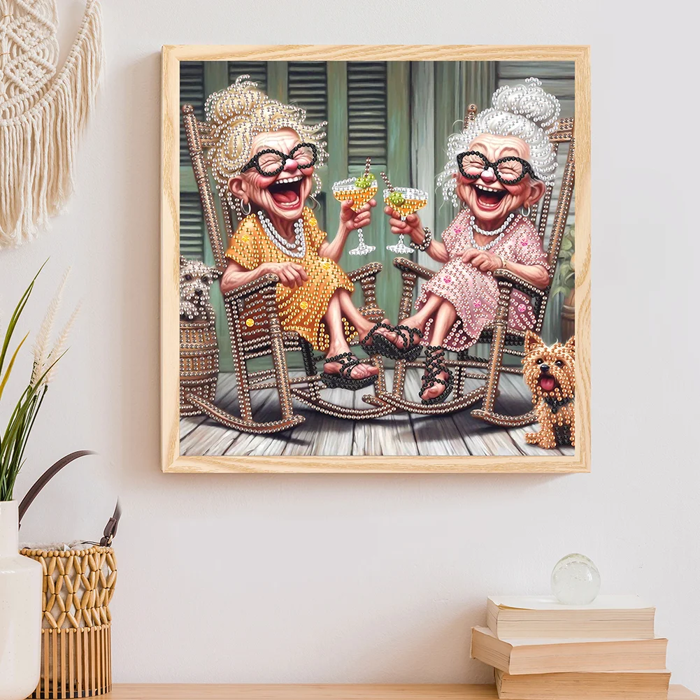 Diamond Painting - Partial Special Shaped Drill - Funny Granny(Canvas|30*30cm)