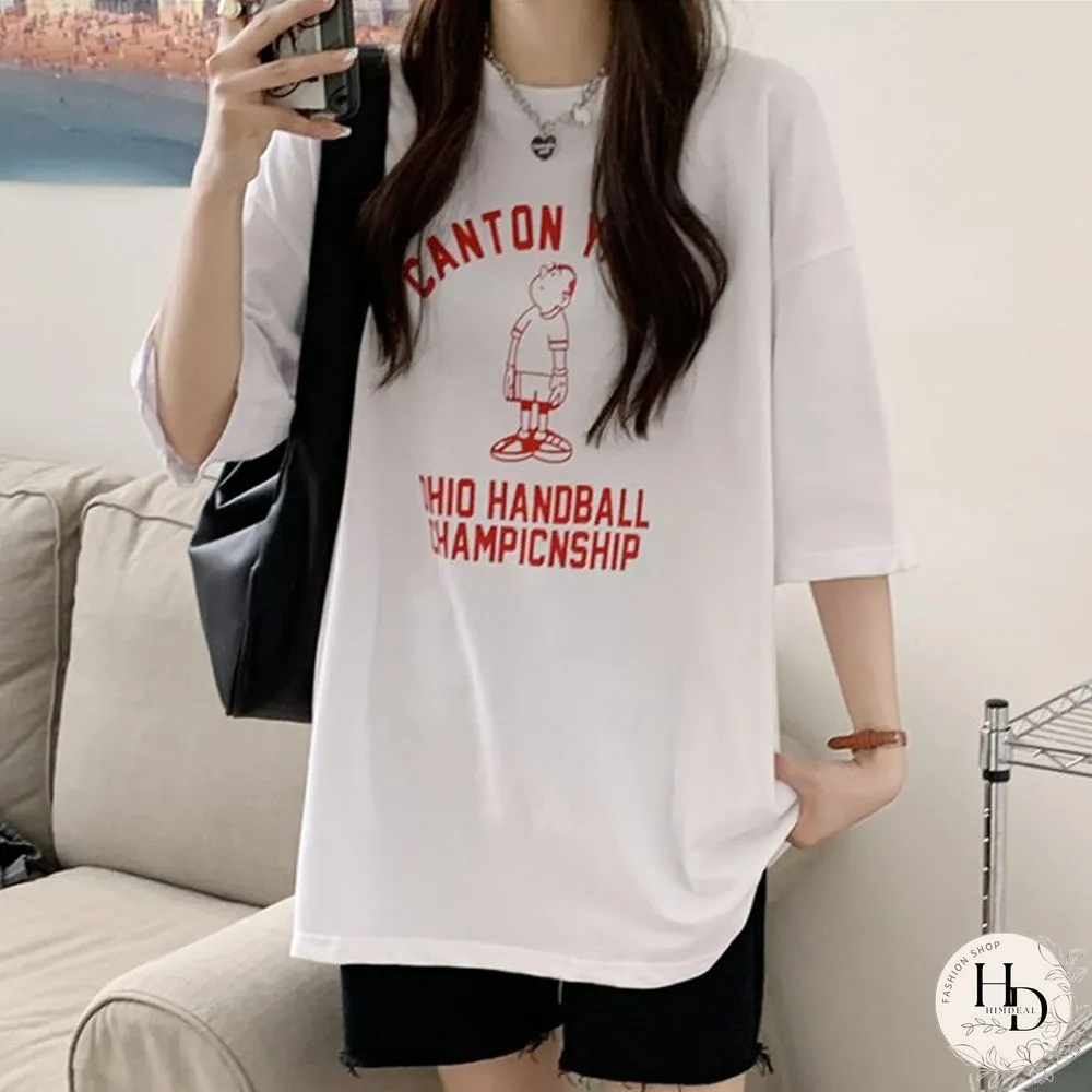 Spring Summer Letter White Shirts Women Loose Casual Print Tees Short Sleeves Student